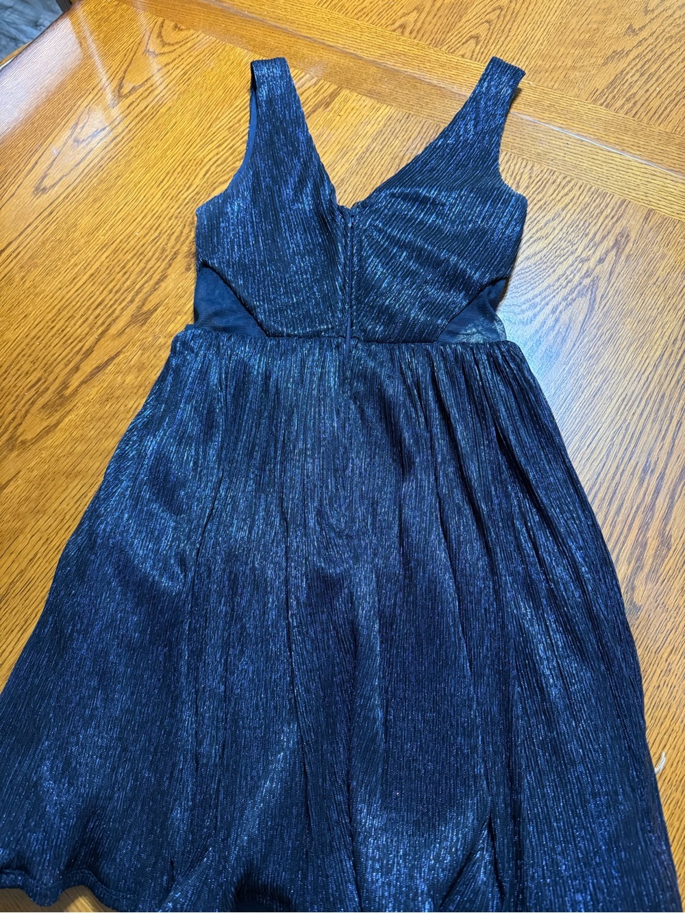 City Studio Navy Shimmer V-Neck Formal Dress